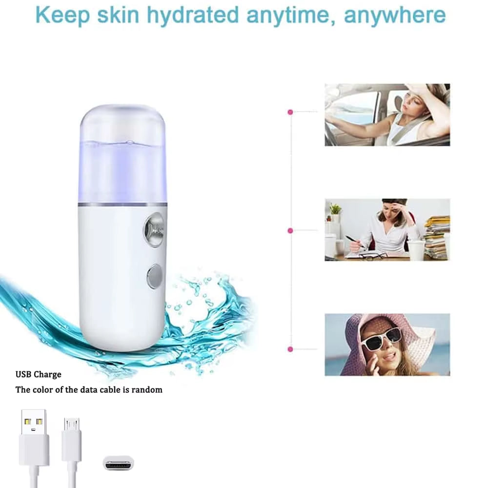 USB Facial Mist Sprayer Humidifier Rechargeable Vaporizer Facial Steamer Moisturizing Beauty Instrument Facial Skin Care Tool