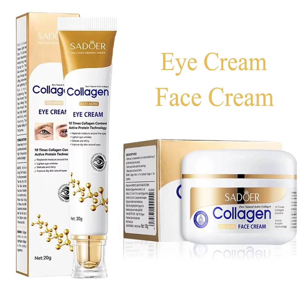 SADOER Collagen Skin Care Kit Eye Cream&Moisturizing Face Cream anti Dark Circles Anti-Aging Moisturizing Skincare Skin Care Set