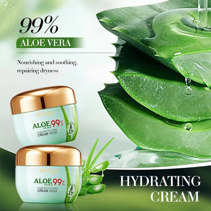 2Pcs/Kit BIOAQUA Aloe Vera Skin Care Sets Face Eye Cream Moisturizing Hydrating Firming Aloe Creams Face Skin Care Set