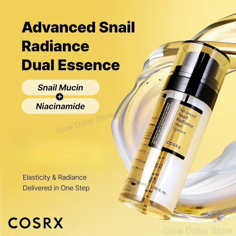 COSRX Niacinamide 5%+Snail Mucin 74% Dual Essence Advanced Snail Radiance Hydrating anti Aging Face Serum Korean Skin Care 80Ml