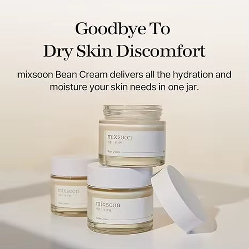 Mixsoon Bean Cream - Intensive Moisture Face Cream for Smooth, Nourished Skin, Pore & Sebum Care - Korean Skincare for Glass