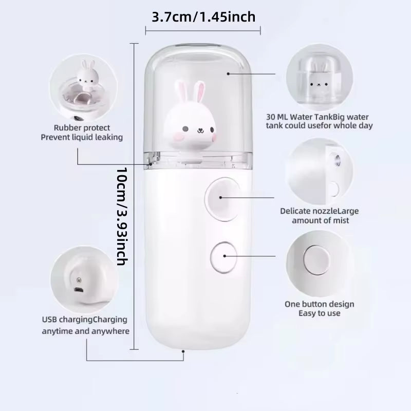USB Mini Humidifier Facial Steamer Moisturizing Mist Sprayer Rechargeable Nebulizer Beauty Instruments Face Skin Care Tools