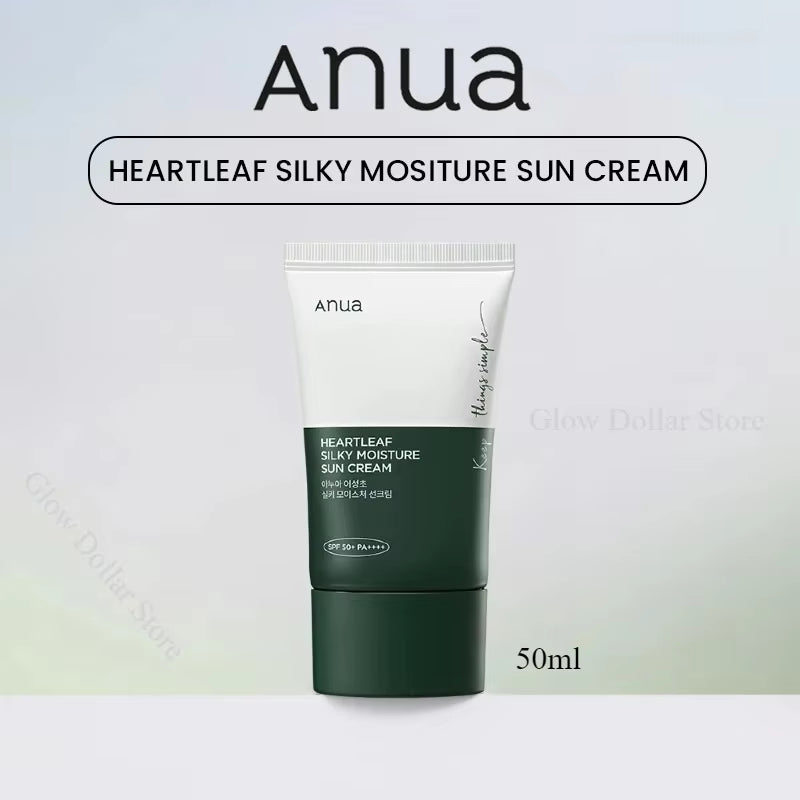 Korean Anua Heartleaf Silky Moisture Sun Cream SPF50+ Lightweight and Moisturizing Daily Facial Care Suncreen Products