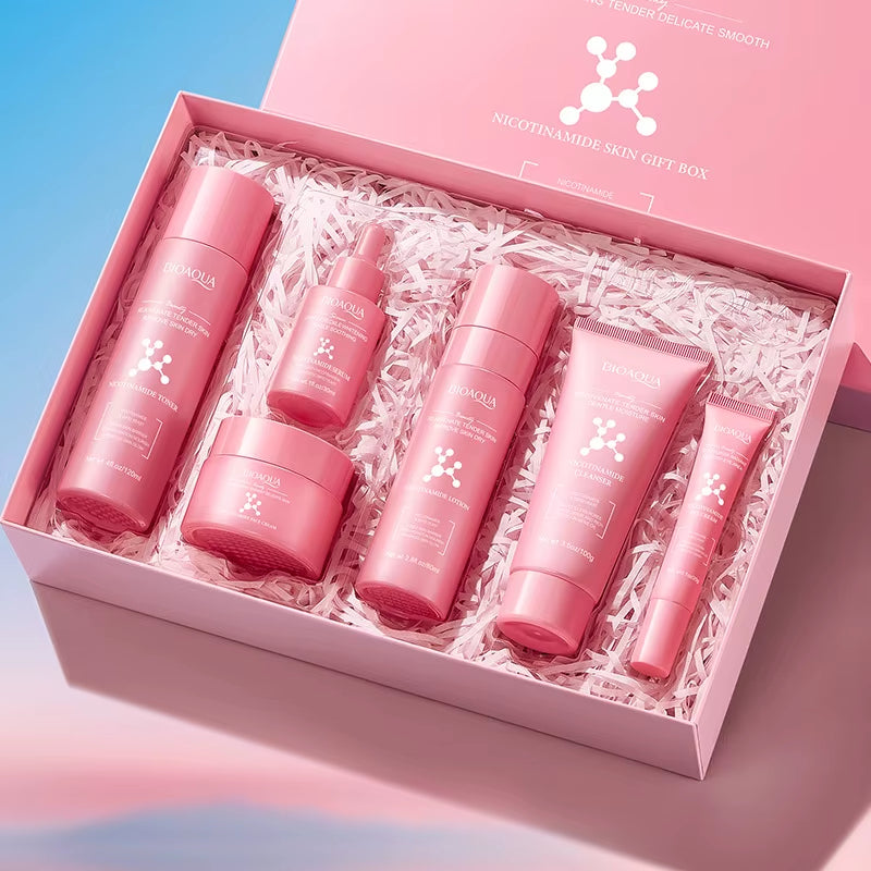 OEM BIOAQUA Korean Skin Care Nicotinamide Whitening Moisturizing Set Wholesale Rejuvenating Brightening Skin Care Set for Women