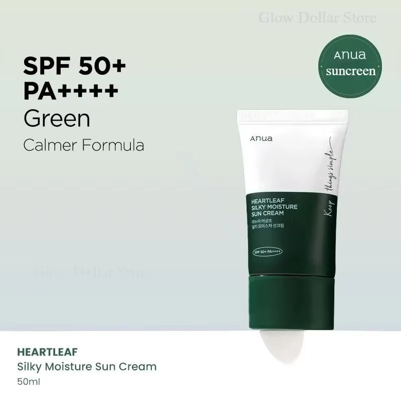 Korean Anua Heartleaf Silky Moisture Sun Cream SPF50+ Lightweight and Moisturizing Daily Facial Care Suncreen Products