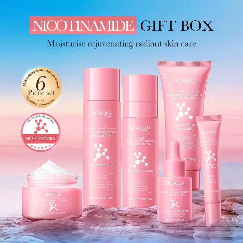 OEM BIOAQUA Korean Skin Care Nicotinamide Whitening Moisturizing Set Wholesale Rejuvenating Brightening Skin Care Set for Women