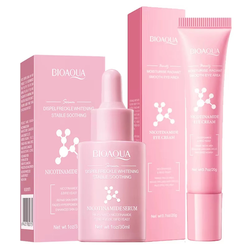 BIOAQUA Nicotinamide Skin Care Sets Moisturizing Face Serum Anti-Aging anti Dark Circles Eye Cream Facial Travel Size Skin Care