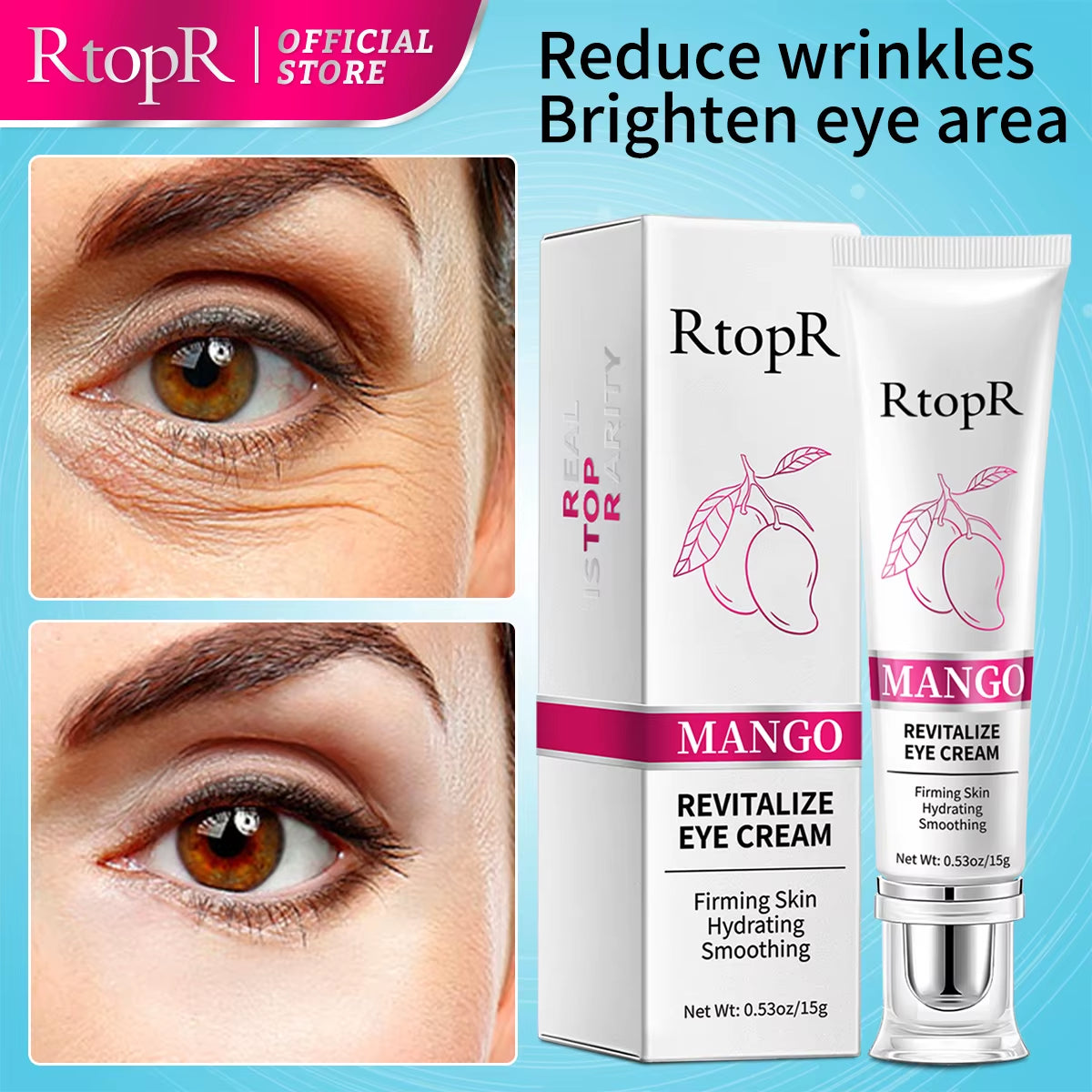 Anti-Wrinkle Eye Cream Mango Moisturizing Anti-Age Remove Dark Circles against Puffiness Bags Moisturizing Eye Care Cream
