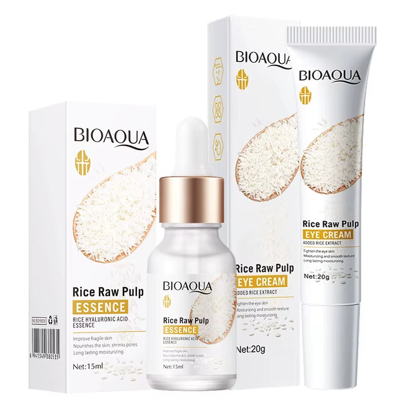 BIOAQUA White Rice Skin Care Sets Moisturizing Face Serum anti Dark Circles Anti-Aging Eye Cream Facial Travel Size Skin Care
